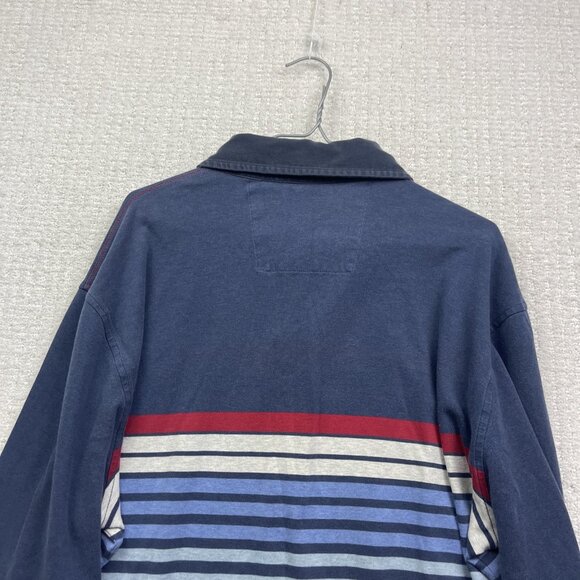 Nautica Blue Sail XL Mens Striped Long Sleeve Rugby Polo Shirt Color Block - Picture 10 of 12